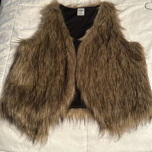 Faux Fur mixed Black and Gray vest. Small